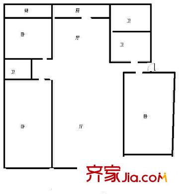 檢驗檢疫局宿舍 戶型圖（3室2廳1廚1衛(wèi)）