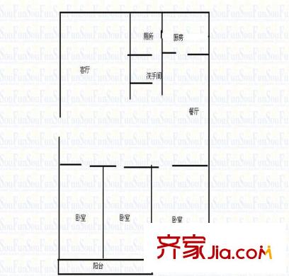 農(nóng)商行宿舍戶型圖商業(yè)銀行宿舍 3室 戶型圖 3室2廳1衛(wèi)1廚