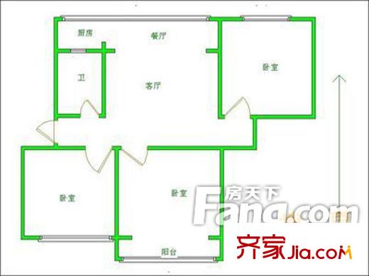 煤氣公司宿舍(濰城區(qū))戶型圖戶型圖 3室1廳1衛(wèi)1廚