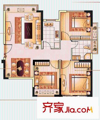 得利斯世紀(jì)城戶型圖A戶型 3室2廳1衛(wèi)1廚