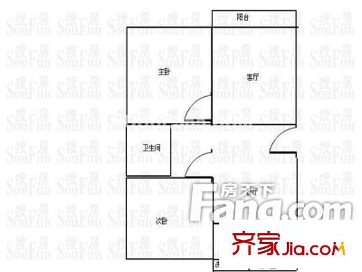 濰城法院宿舍戶型圖戶型圖（2-2-1） 2室2廳1衛(wèi)1廚