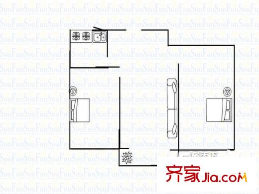 古槐小區(qū)戶(hù)型圖600x600 2室2廳1衛(wèi)1廚
