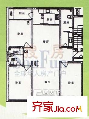 政府宿舍(奎文區(qū))戶型圖戶型圖 3室2廳1衛(wèi)1廚