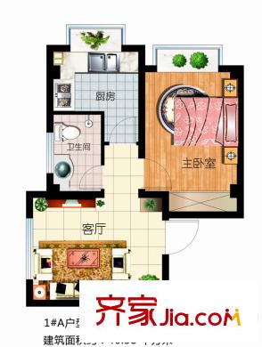萬(wàn)豐源戶型圖1#樓A戶型標(biāo)準(zhǔn)層戶型圖 1室1廳1衛(wèi)1廚
