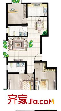 浞景翠園戶型圖高層E戶型圖 3室2廳2衛(wèi)1廚