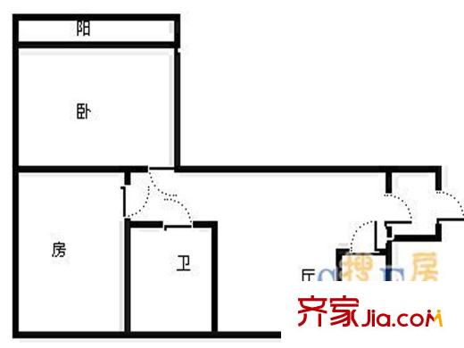濰城公路局宿舍戶型圖戶型圖（2-2-1） 2室2廳1衛(wèi)1廚