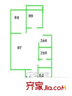 五洲明珠戶型圖戶型圖（3-1-1） 3室1廳1衛(wèi)1廚