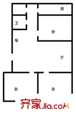 投資公司宿舍 3室 戶型圖
