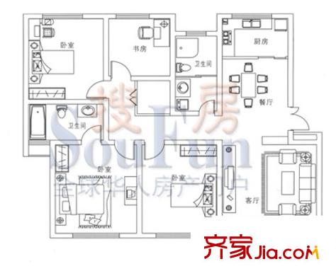 領(lǐng)世新城戶型圖4室2廳2衛(wèi)1廚