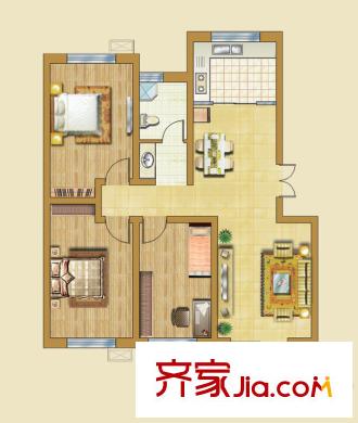 領(lǐng)世新城戶(hù)型圖多層住宅4戶(hù)型 3室2廳1衛(wèi)1廚