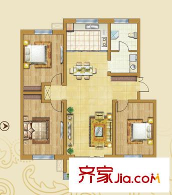 領(lǐng)世新城戶(hù)型圖多層住宅5戶(hù)型 3室2廳1衛(wèi)1廚