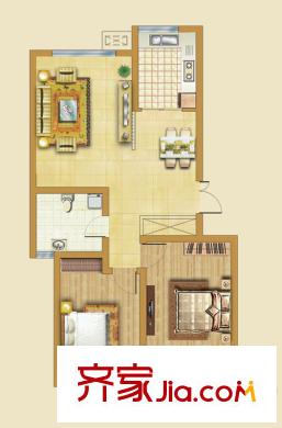 領(lǐng)世新城戶(hù)型圖多層住宅2戶(hù)型 2室2廳1衛(wèi)1廚