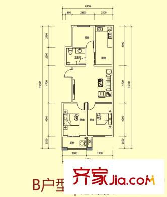 冠華園戶型圖B戶型標(biāo)準(zhǔn)層戶型圖（售完） 3室2廳1衛(wèi)1廚