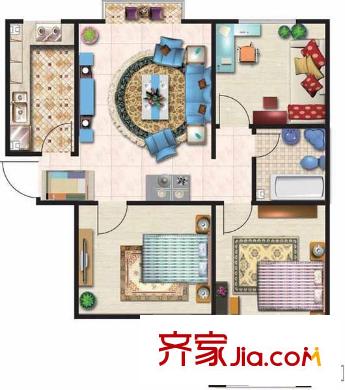星都國(guó)際花園3戶型 3室1廳1衛(wèi)1廚