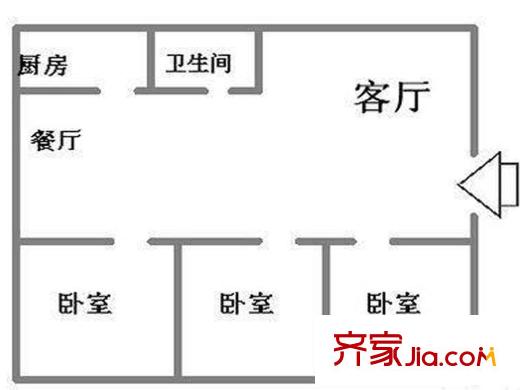 魯祥小區(qū)戶型圖戶型圖（3-2-1） 3室2廳1衛(wèi)1廚