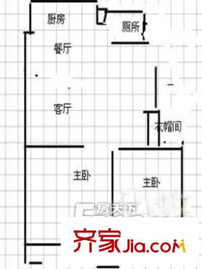 東關(guān)葦灣小區(qū)戶型圖戶型圖（201303013） 2室1廳1衛(wèi)1廚