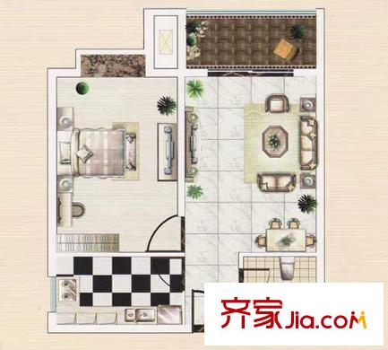 冠宇花園戶型圖戶型圖（1-2） 1室2廳1衛(wèi)1廚