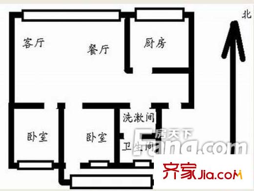 東苑南小區(qū)戶型圖戶型圖（2-2-1） 2室2廳1衛(wèi)1廚