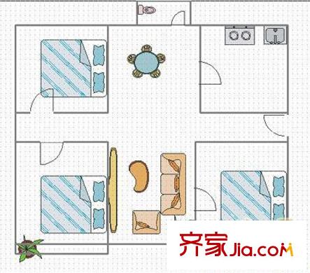 地稅局宿舍 3室 戶型圖