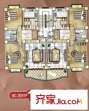 帝景灣戶型圖11號樓 2室2廳1衛(wèi)1廚