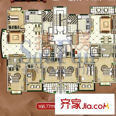 帝景灣戶型圖8號樓151-166 3室