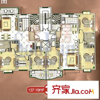 帝景灣戶型圖9號樓 3室2廳2衛(wèi)1廚