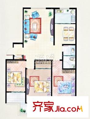 愛麗舍戶型圖戶型B 3室2廳1衛(wèi)1廚