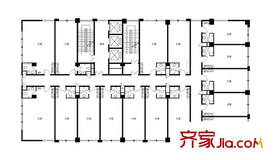 力拓國際戶型圖層平面圖 1室1廳1衛(wèi)1廚