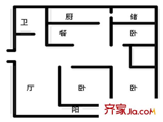 大邦宿舍戶型圖戶型圖（3-2-1） 3室2廳1衛(wèi)1廚