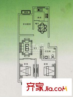 晟達(dá)家園戶型圖C戶型 3室2廳1衛(wèi)1廚
