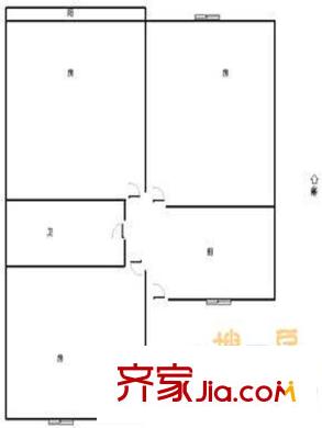 一職專宿舍戶型圖戶型圖（3-1-1) 3室1廳1衛(wèi)1廚