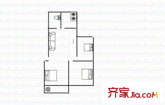 濰柴新華路小區(qū)戶型圖濰柴宿舍(新華路) 2室 戶型圖 2室2廳1衛(wèi)1廚