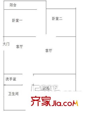后門街小區(qū)戶型圖戶型圖（2-2-1） 2室2廳1衛(wèi)1廚