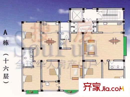 金河園戶型圖戶型1－右 2室2廳1衛(wèi)1廚