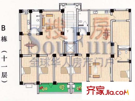 金河園戶(hù)型圖戶(hù)型2－左 3室2廳1衛(wèi)1廚