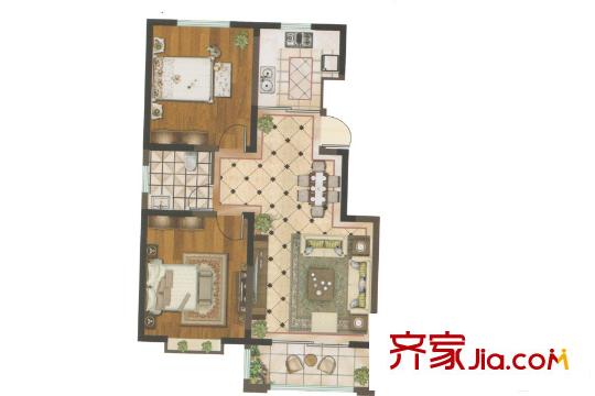科潤順河帝景二期高層2、4號(hào)樓戶型 2室2廳1衛(wèi)1廚