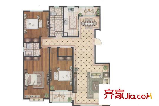 科潤順河帝景二期高層23、25號(hào)樓戶型 3室2廳2衛(wèi)1廚