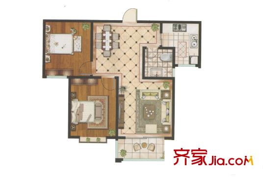 科潤順河帝景二期高層24號(hào)樓戶型  2室2廳1衛(wèi)1廚