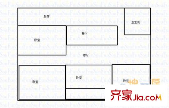 建設(shè)街電業(yè)局宿舍 4室 戶型圖