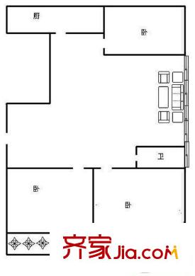 東岳花園 戶型圖（3室2廳1廚1衛(wèi)）