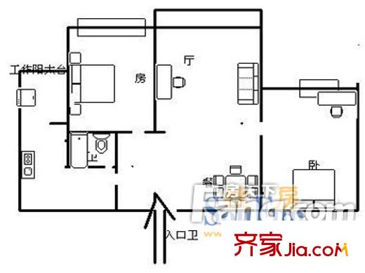 安順苑戶型圖戶型圖 2室1廳1衛(wèi)1廚