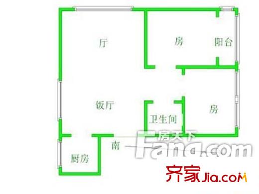 齊城國(guó)際戶(hù)型圖戶(hù)型圖（2-1-1） 2室1廳1衛(wèi)1廚