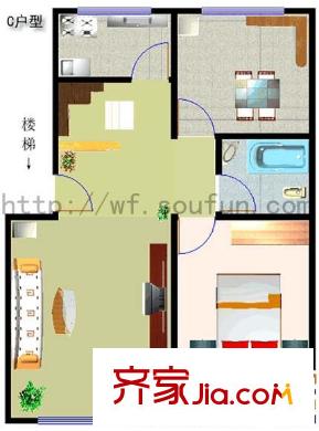 青云花園戶型圖2室2廳1衛(wèi)1廚