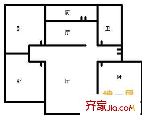 樂得家花園 戶型圖（3室2廳1廚1衛(wèi)）
