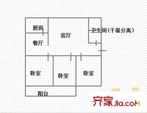 煙草公司宿舍(東風(fēng)街)戶型圖煙草公司宿舍(東方路) 3室 戶型圖 3室2廳1衛(wèi)1廚