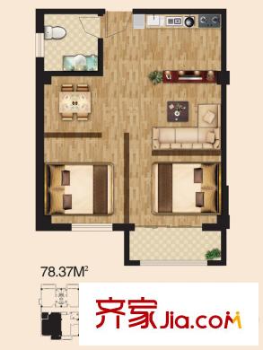 逸景和公館戶型圖二期公寓A1戶型 2室2廳1衛(wèi)1廚