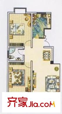 新悅軒戶型圖一期住宅戶型圖 2室2廳1衛(wèi)1廚
