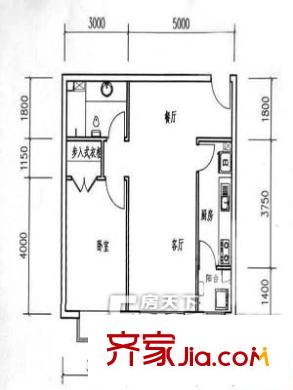 國(guó)土局宿舍(奎文)戶型圖戶型圖 2室1廳1衛(wèi)1廚