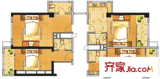 陽光新巢戶型圖D戶型 1室1廳1衛(wèi)1廚