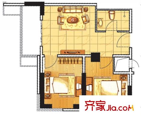 陽光新巢戶型圖C戶型 2室1廳1衛(wèi)1廚